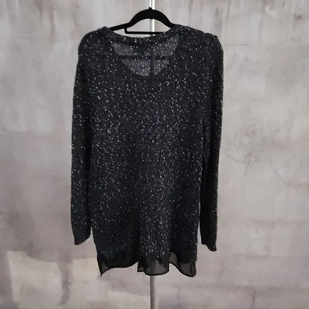 Lane bryant black and white sweater with sheer black hem - Picture 5 of 5